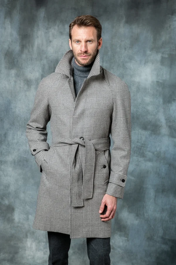 Brown Prince of Wales Raglan coat – Made in Italy