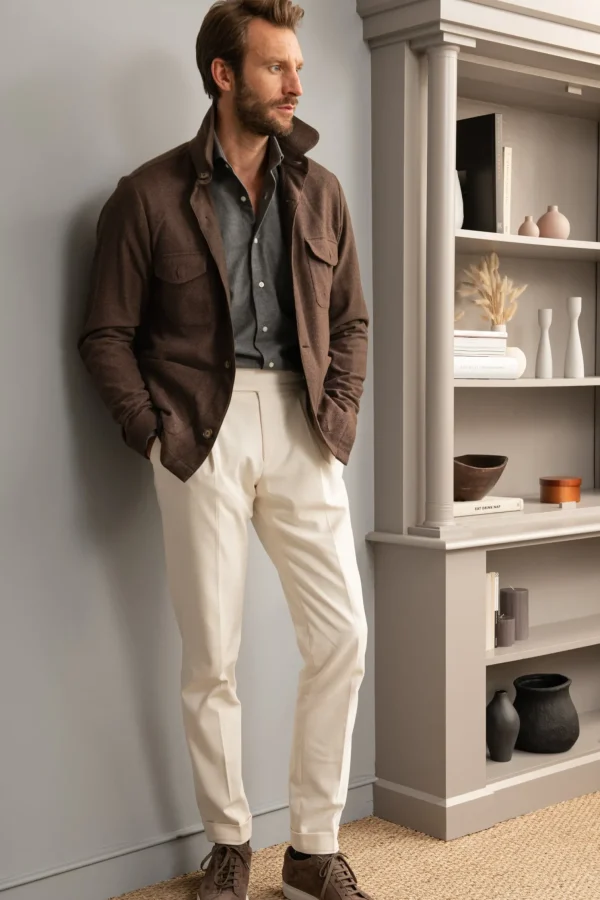 Brown Safari Jacket flannel Super 180'S – Made in Italy