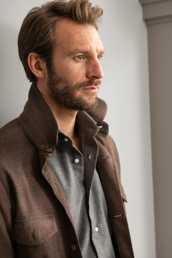 Brown Safari Jacket flannel Super 180'S – Made in Italy