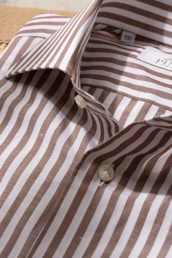 Brown striped shirt- Made in Italy