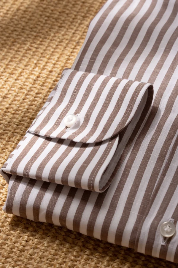 Brown striped shirt- Made in Italy