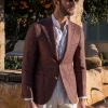 Burgundy linen and wool jacket - Made in Italy