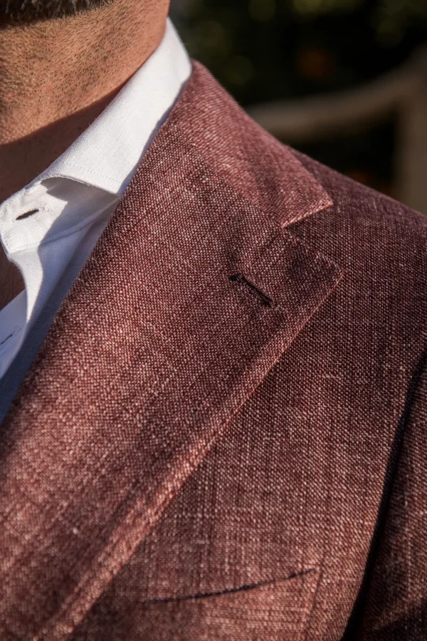 Burgundy linen and wool jacket - Made in Italy