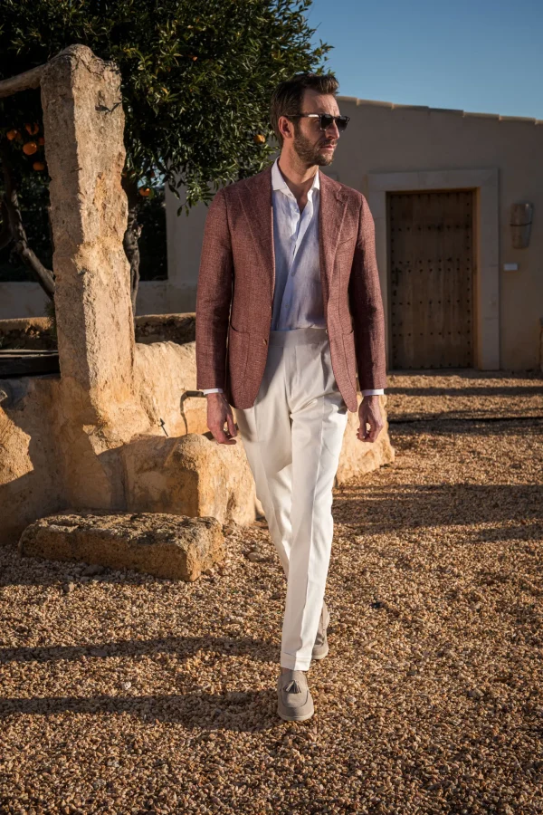 Burgundy linen and wool jacket - Made in Italy