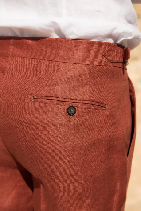 Burnt orange linen shorts - Made in Italy