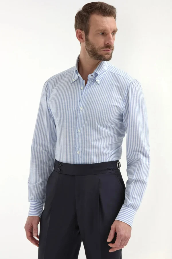 Button down light blue striped shirt ”Sartoriale collection”- Made In Italy