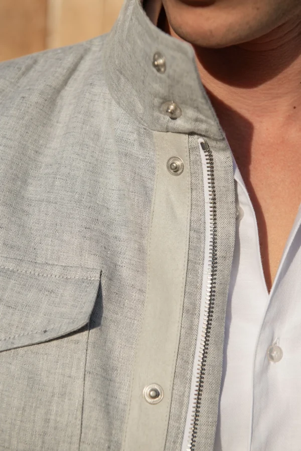 Chalk grey linen field jacket – Made in Italy