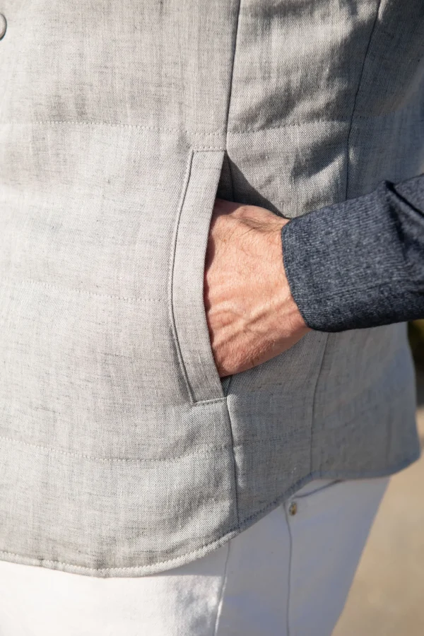 Chalk grey linen vest – Made in Italy
