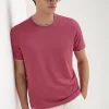 Cherry cotton t-shirt with collar detail - Made in Italy