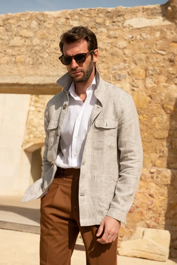 Cognac cotton trousers