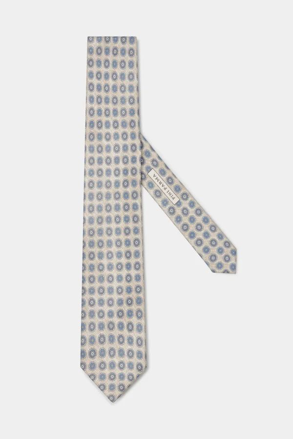 Cream fancy silk tie - Made in Italy