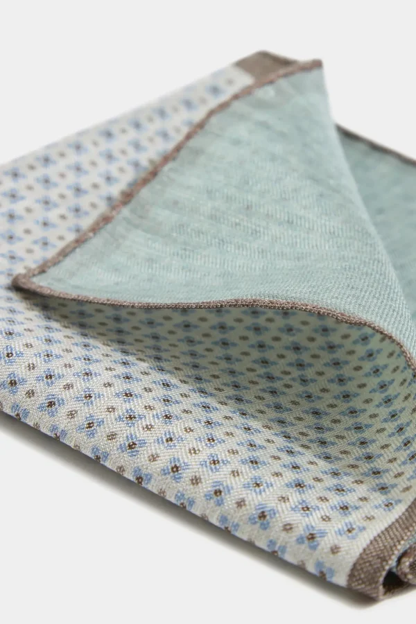 Cream micro fancy reversible pocket square - Made in Italy