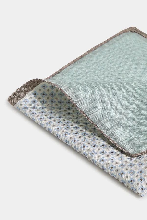 Cream micro fancy reversible pocket square - Made in Italy