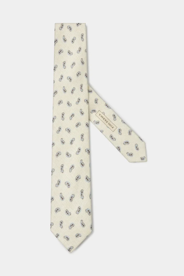 Cream paisley tie - Made in Italy