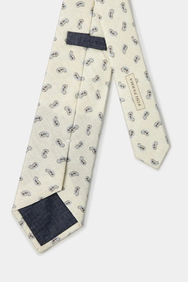 Cream paisley tie - Made in Italy