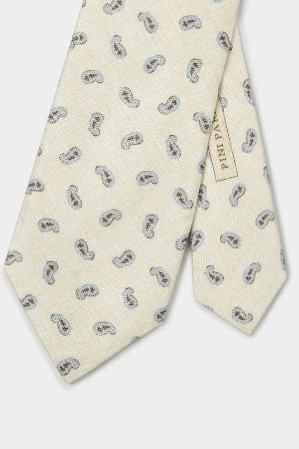 Cream paisley tie - Made in Italy