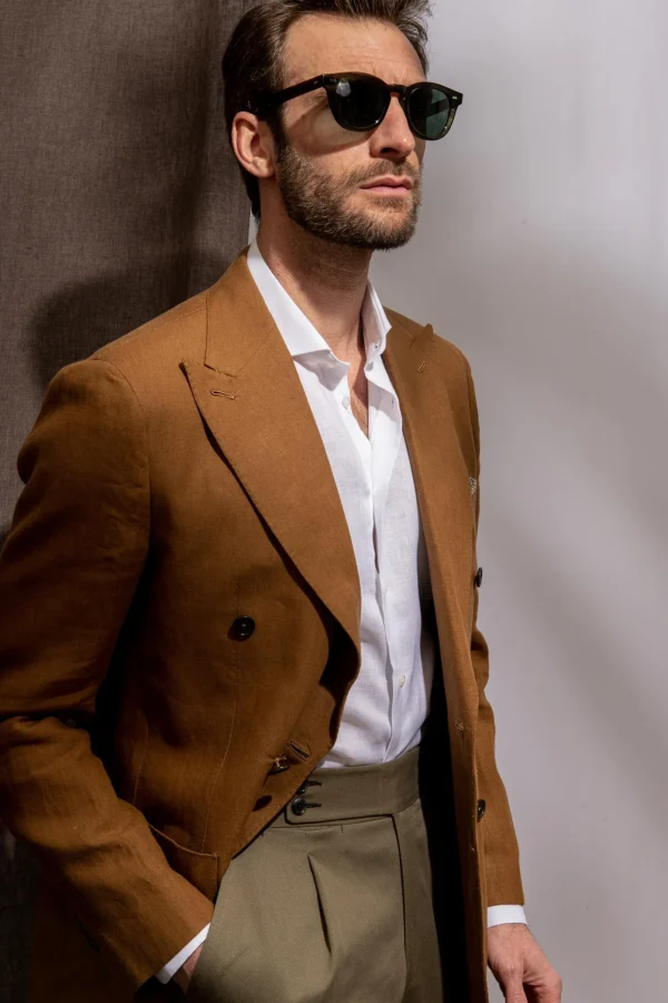 Curry double breasted jacket - Made in Italy