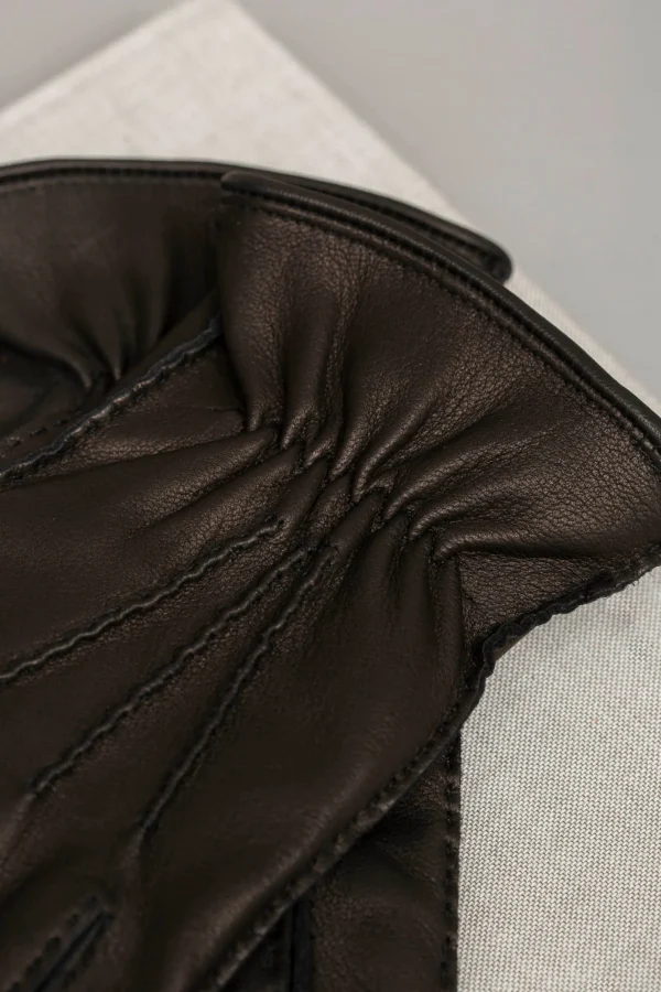 Dark brown deerskin leather gloves - Made in Italy