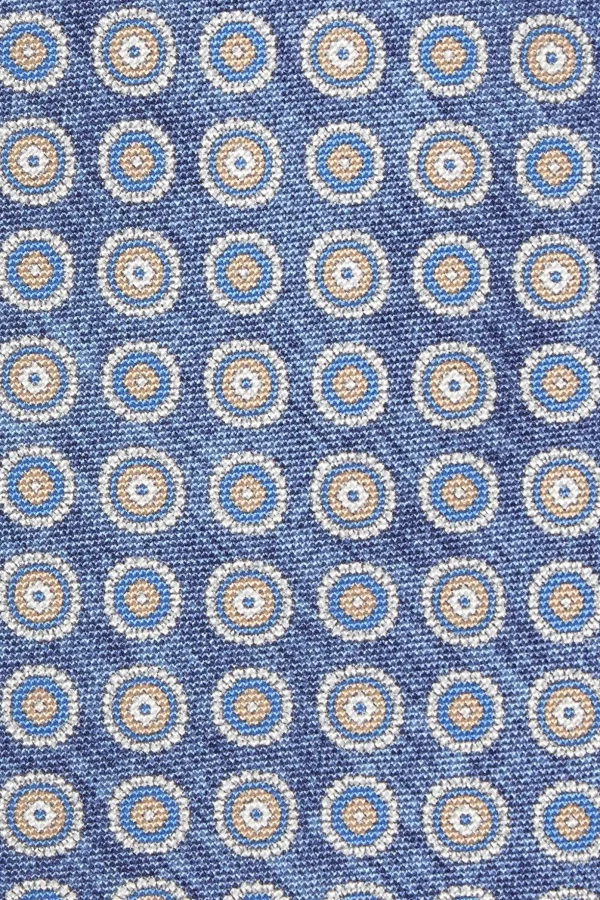 Denim blue fancy silk tie - Made in Italy