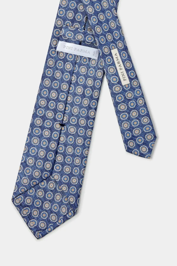 Denim blue fancy silk tie - Made in Italy