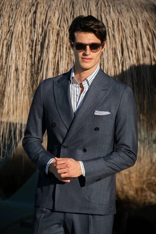 Denim double breasted suit - Made in Italy