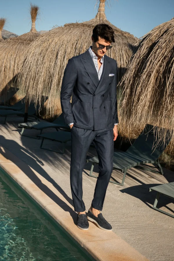 Denim double breasted suit - Made in Italy