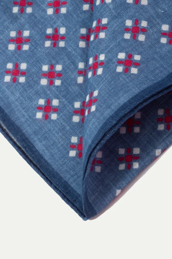 Denim fancy reversible pocket square - Made in Italy
