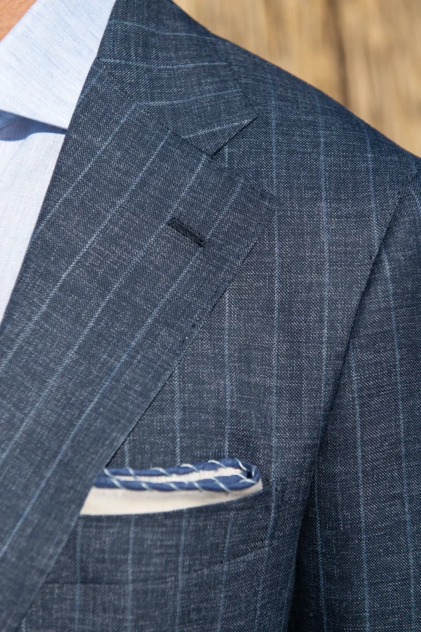 Denim striped wool suit - Made in Italy