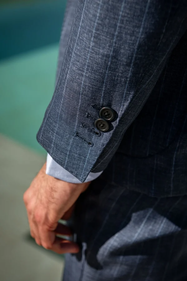 Denim striped wool suit - Made in Italy