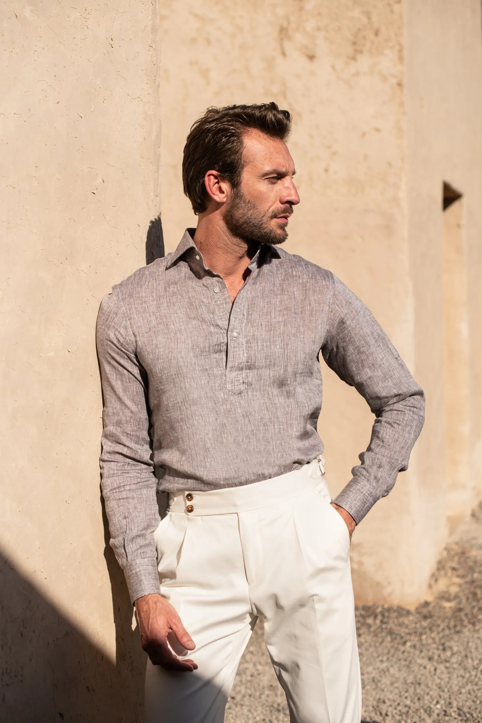 desert_linen_popover_shir_0.webp Desert linen popover shirt - Made in Italy