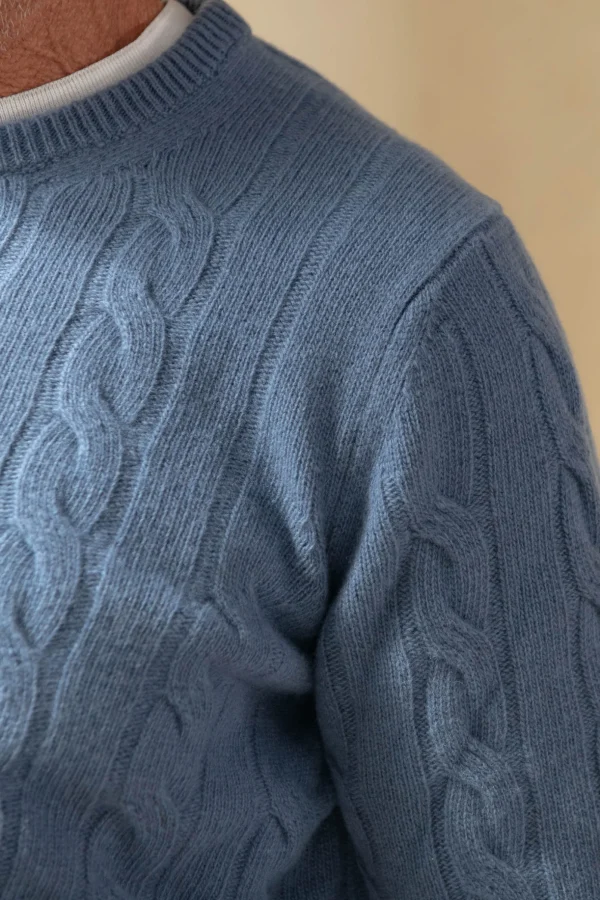 Dusty blue cable knit sweater – Made in italy