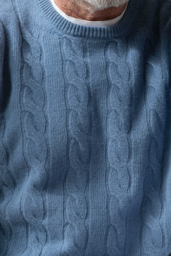 Dusty blue cable knit sweater – Made in italy