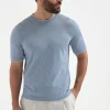 Dusty blue knitted t-shirt - Made in Italy