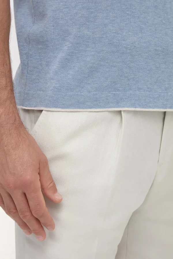 Dusty blue knitted t-shirt - Made in Italy