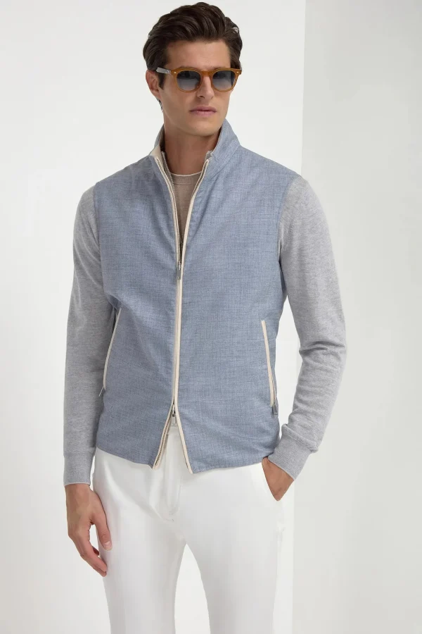 Dusty blue reversible vest - Made in Italy
