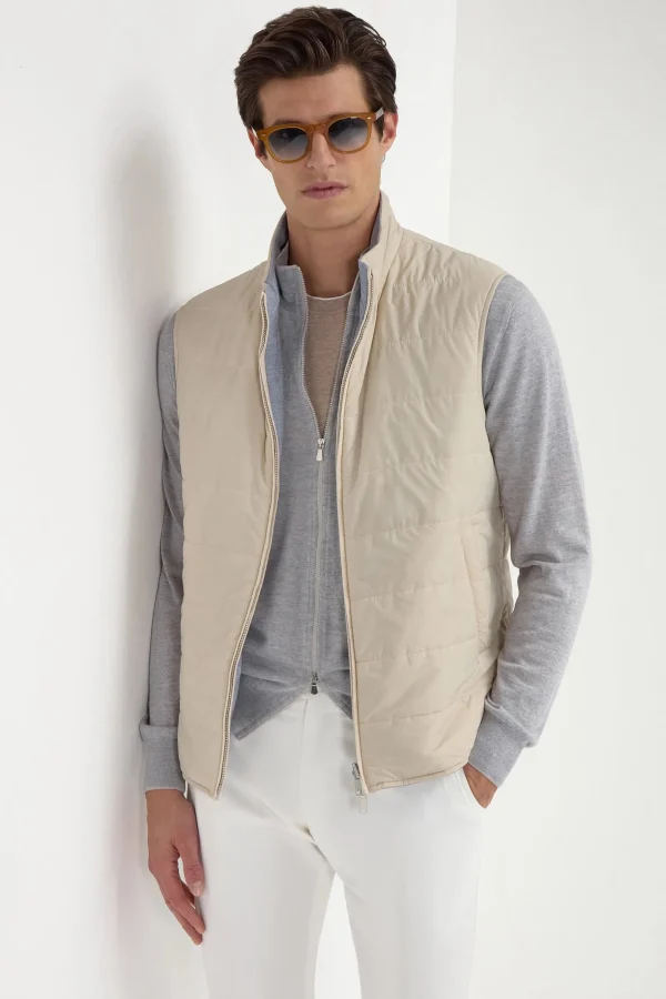 Dusty blue reversible vest - Made in Italy