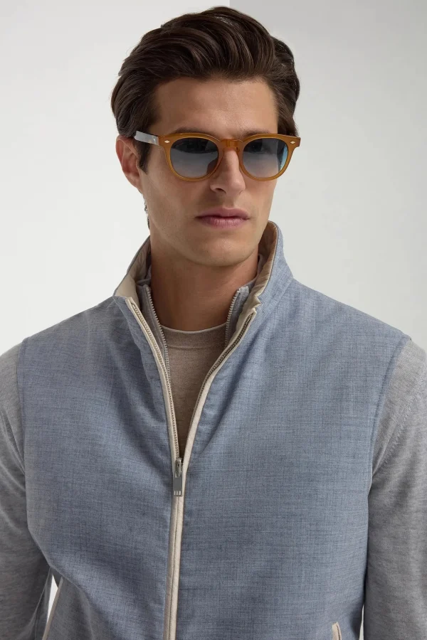 Dusty blue reversible vest - Made in Italy
