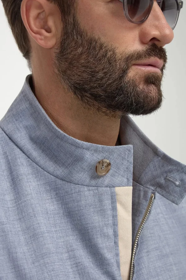 Dusty blue short jacket - Made in Italy