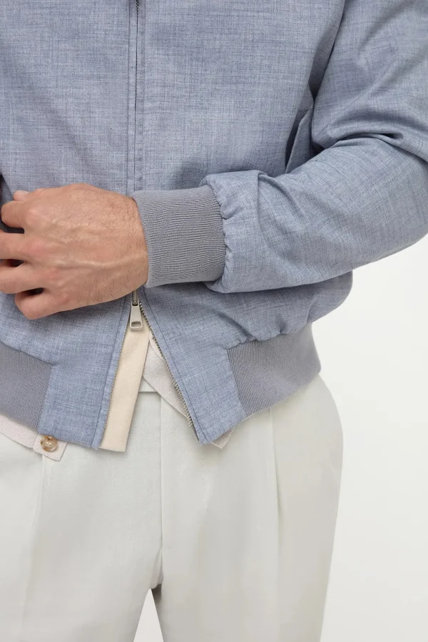 Dusty blue short jacket - Made in Italy