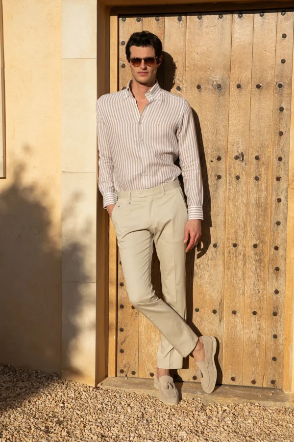 Ecru cotton Sirmione trousers - Made in Italy