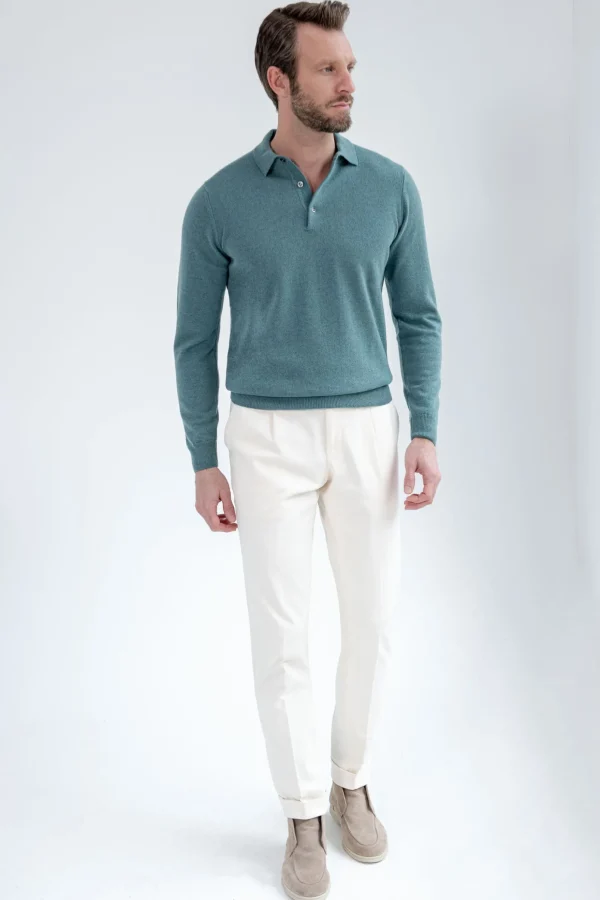 Green cashmere polo – Made in Italy