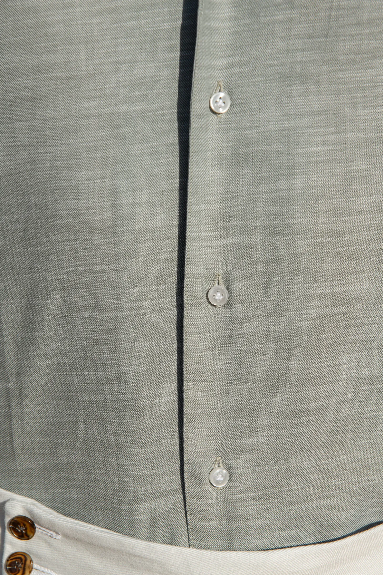 green_chambray_cotton_shi_3.webp Green chambray cotton shirt - Made in Italy