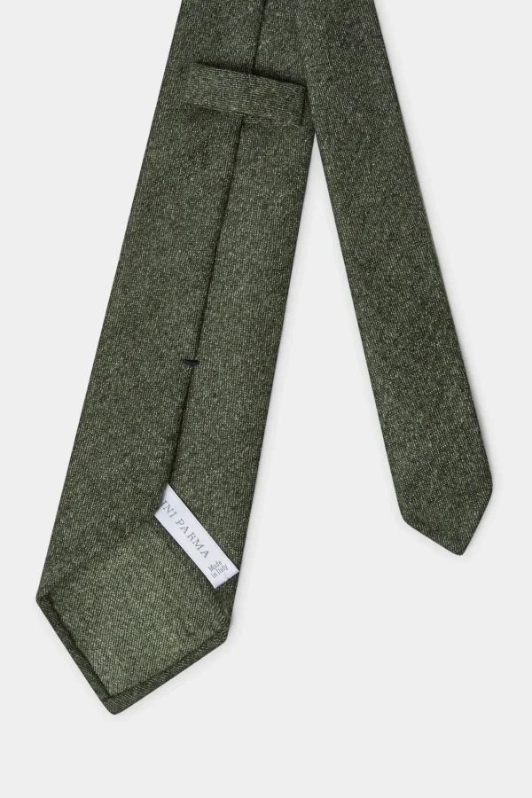 Green flannel tie - Made In Italy