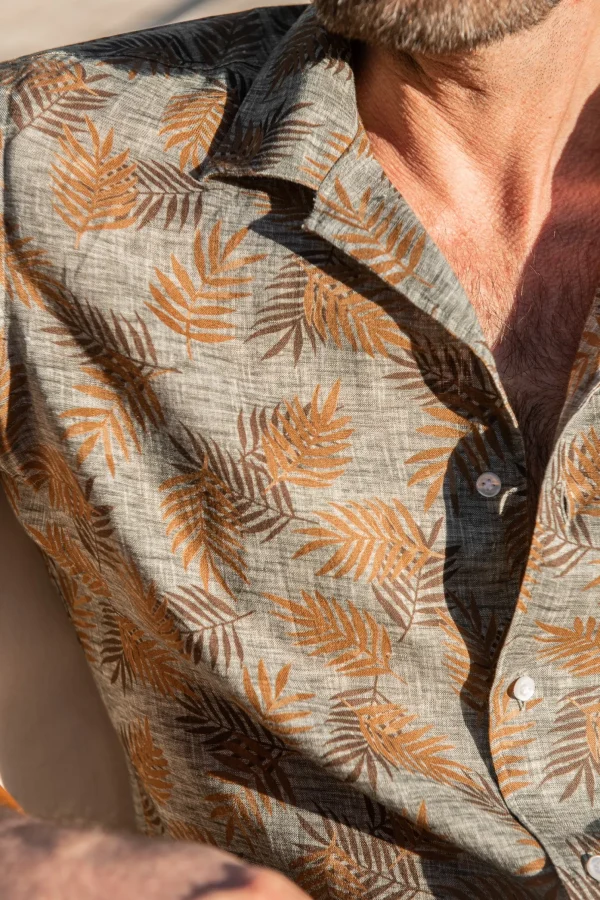 Green Hawaiana linen shirt - Made in Italy