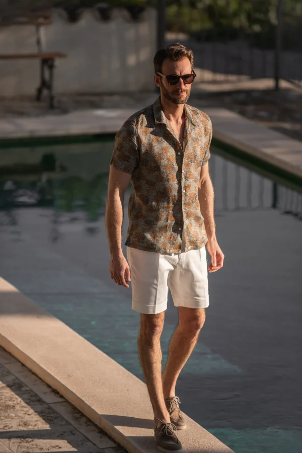 Green Hawaiana linen shirt - Made in Italy