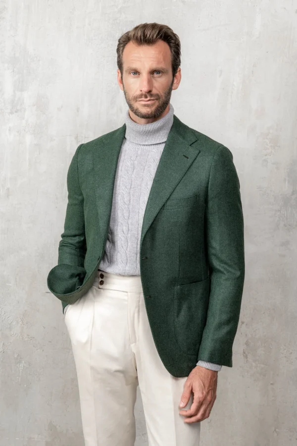 Green jacket in wool and cashmere - Made in Italy