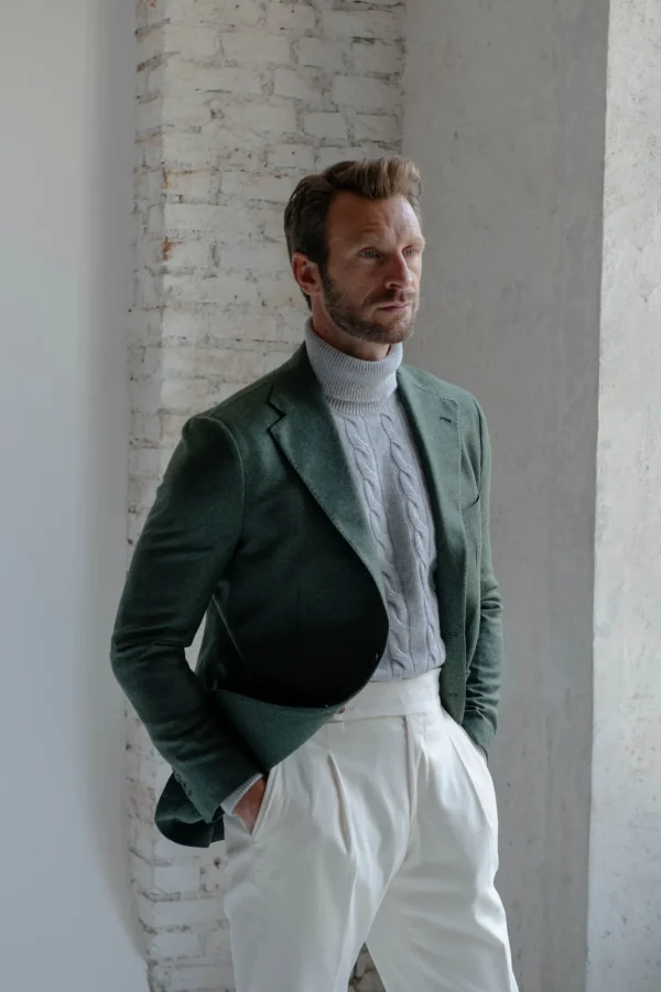 Green jacket in wool and cashmere - Made in Italy