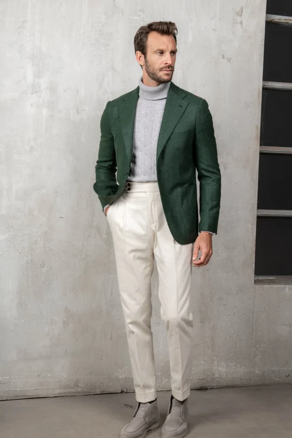 Green jacket in wool and cashmere - Made in Italy