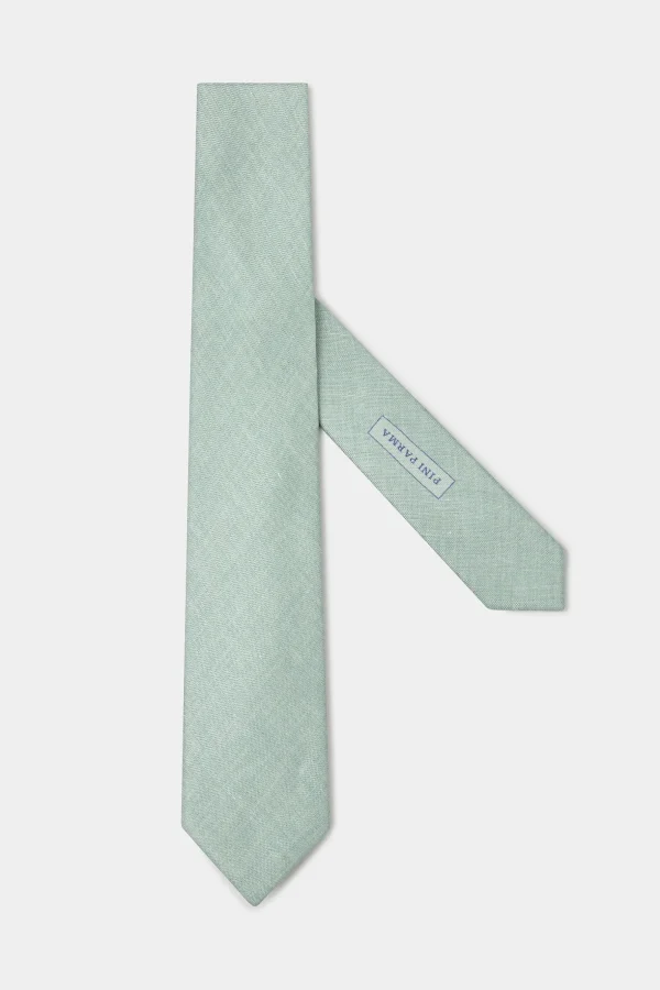 Green linen and silk tie - Made in Italy