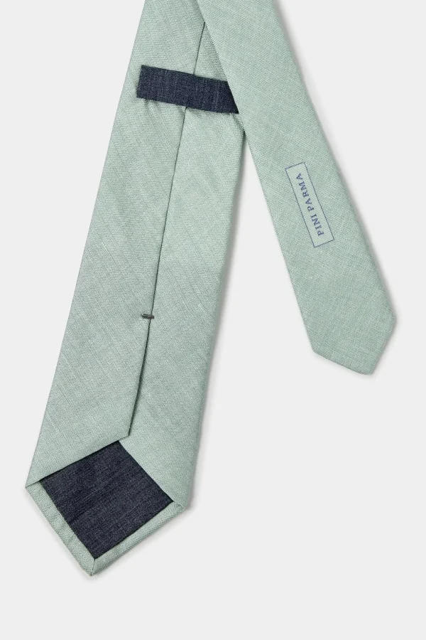 Green linen and silk tie - Made in Italy